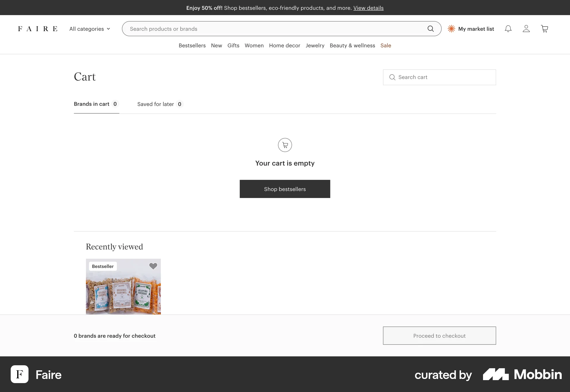 Faire Web Web Shopping Cart screen