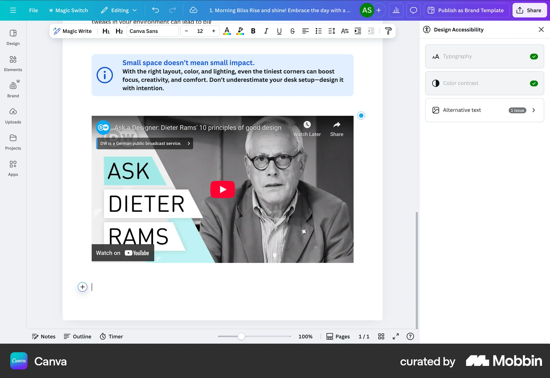 Canva Web Progress screen