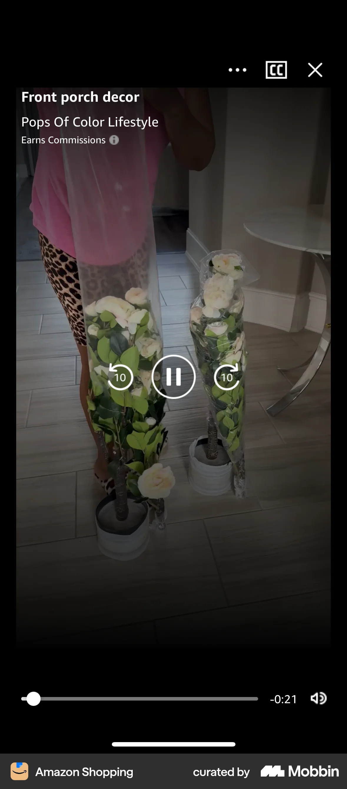 Amazon Shopping iOS Video Player screen