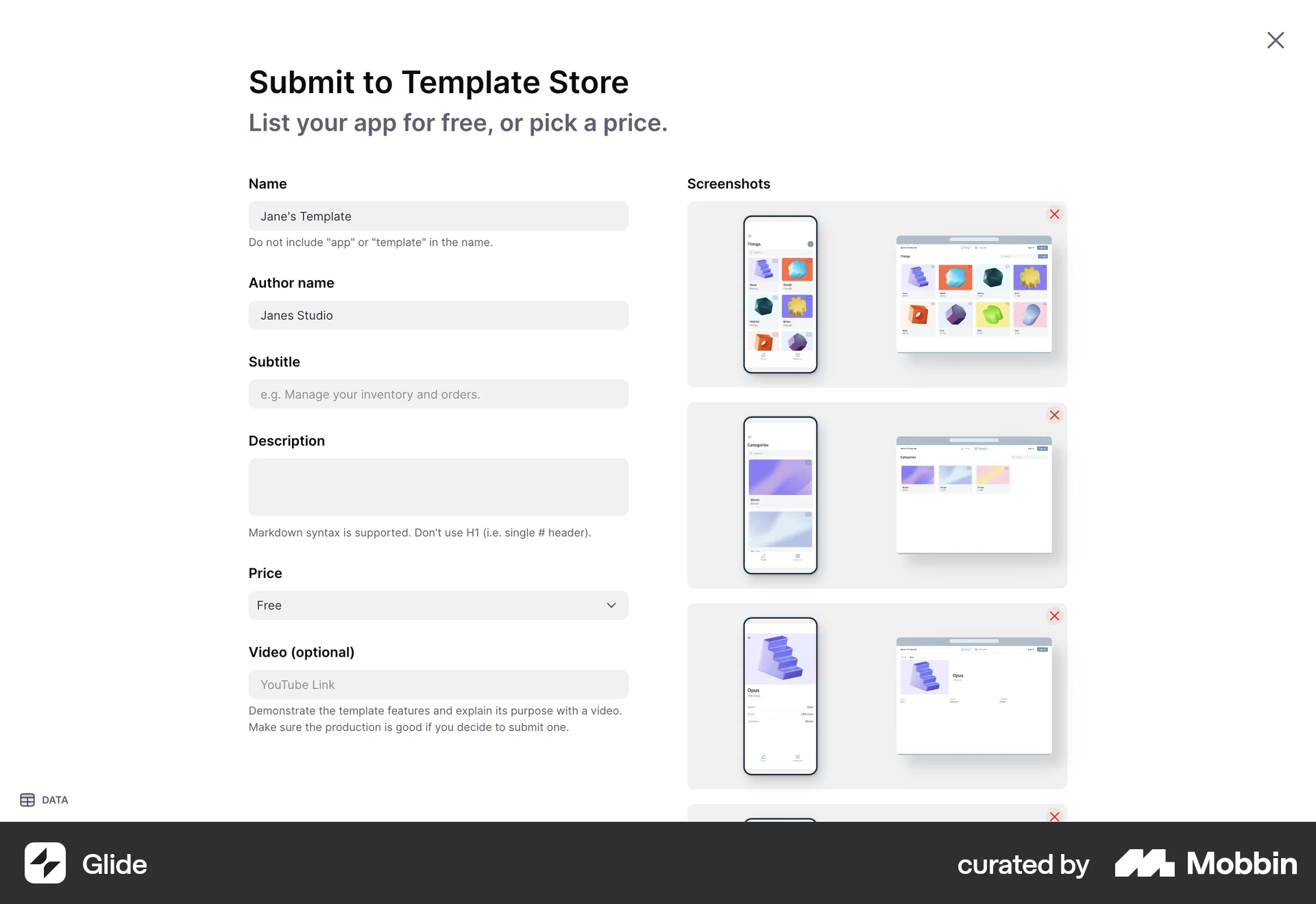 Glide Web Web Form UI screen
