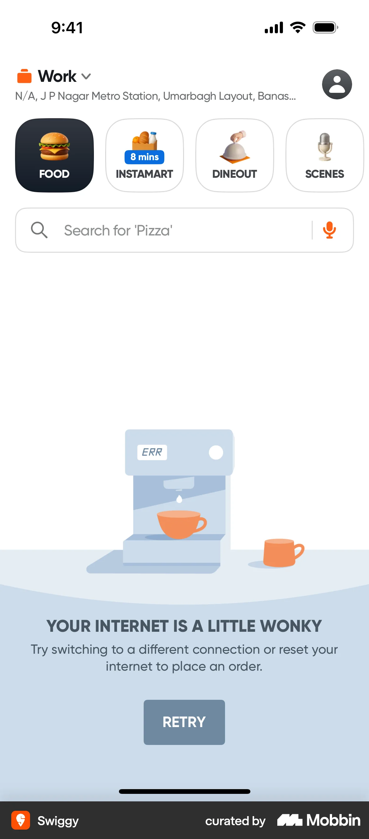 Swiggy iOS Error screen