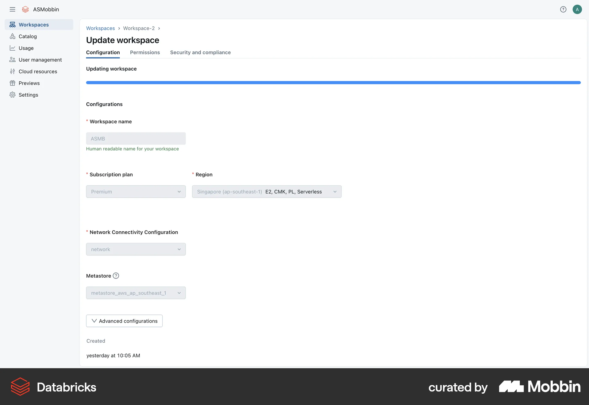 Databricks Web Loading screen