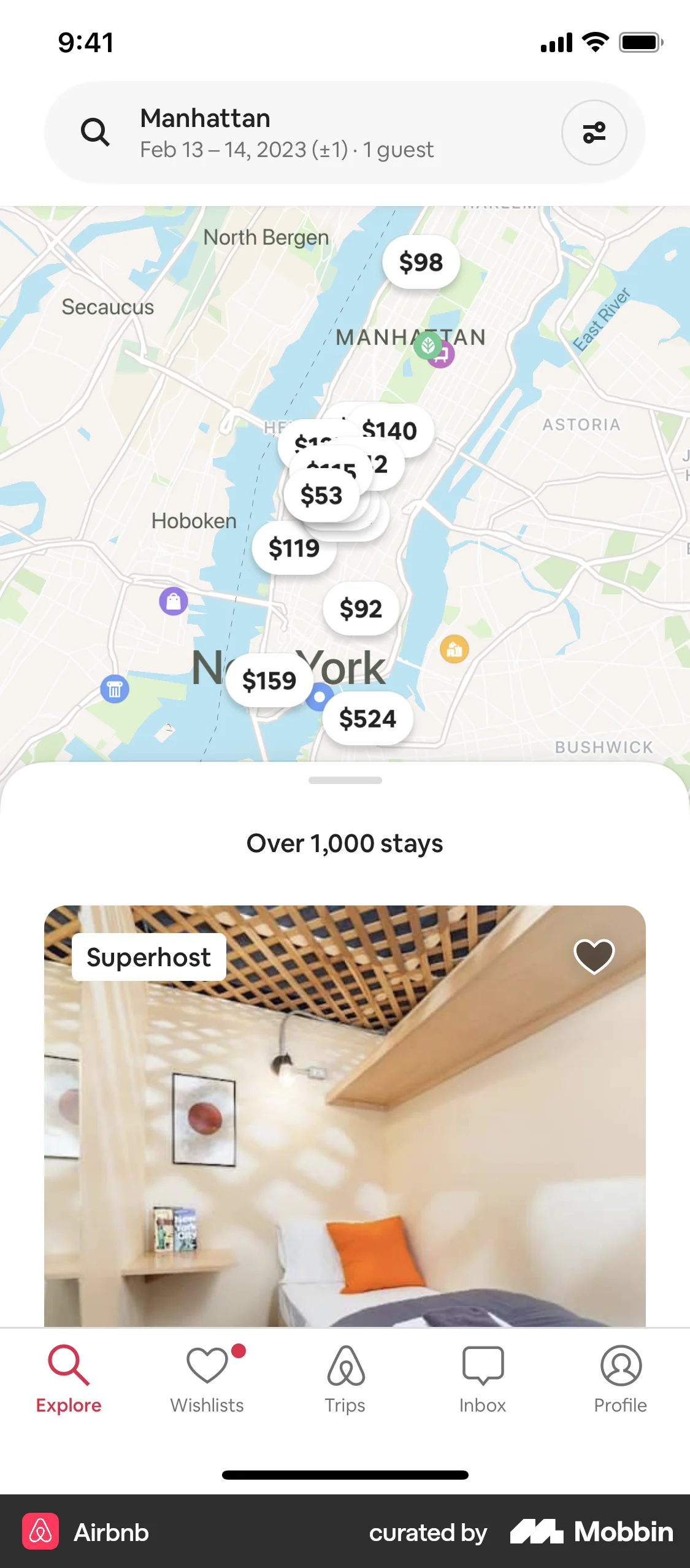 Airbnb iOS screen containing Map Pin UI element