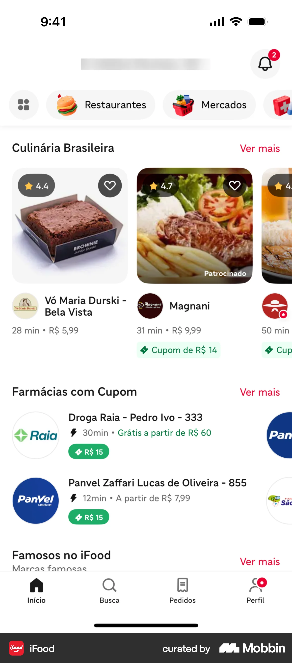 iFood screen
