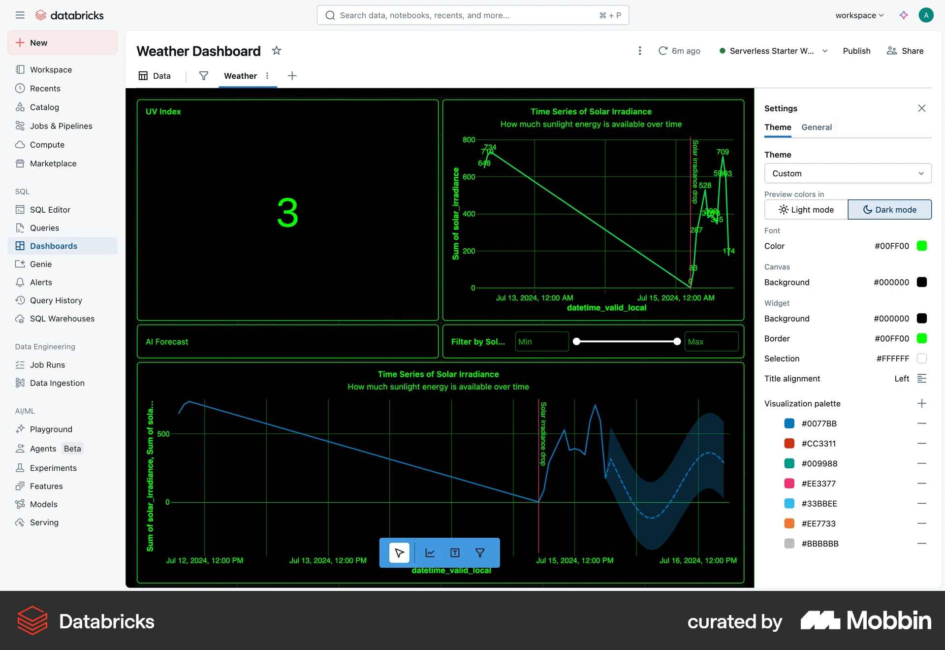 Databricks Web Settings & Preferences screen