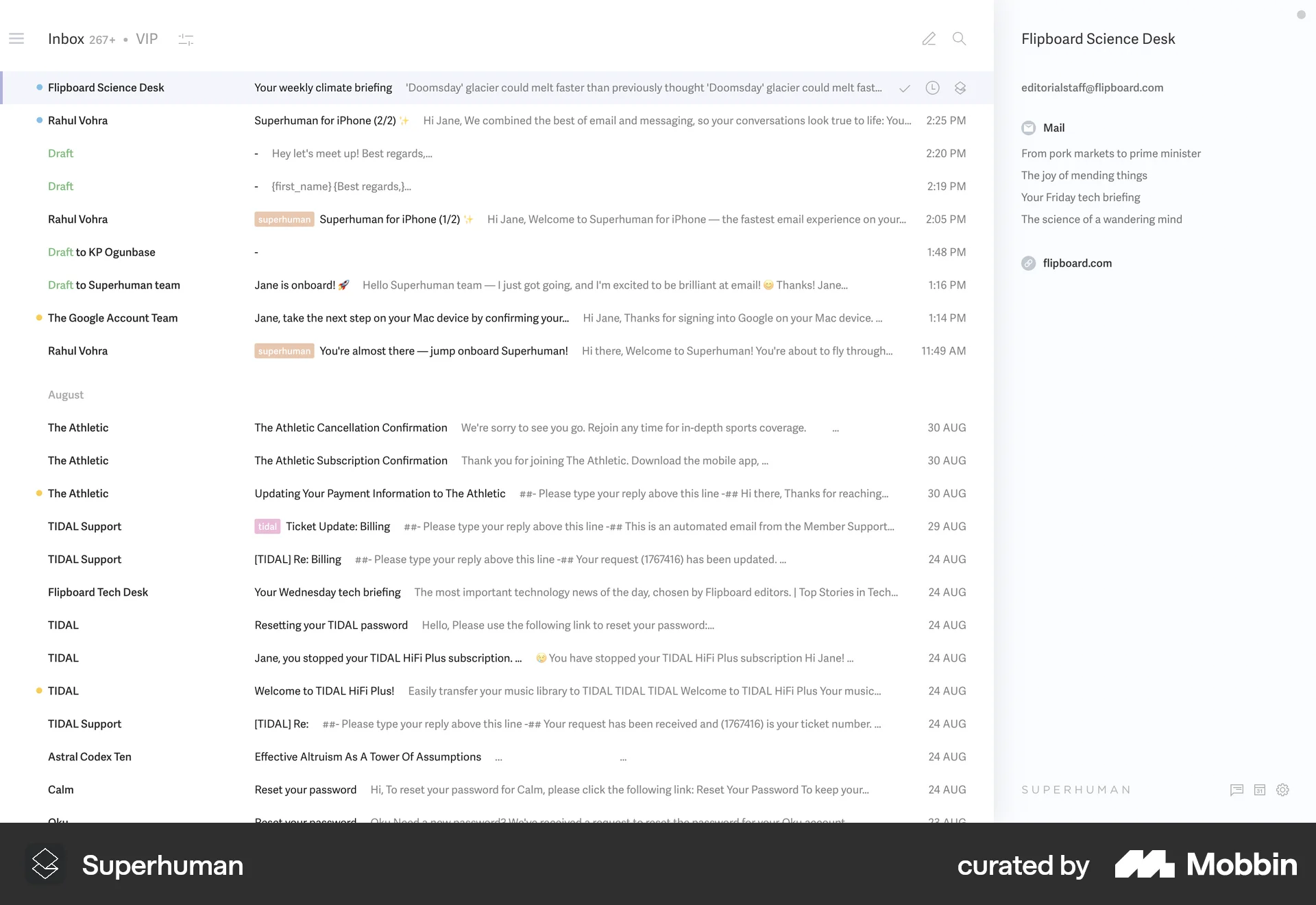 Superhuman Mail Web Emails & Messages screen
