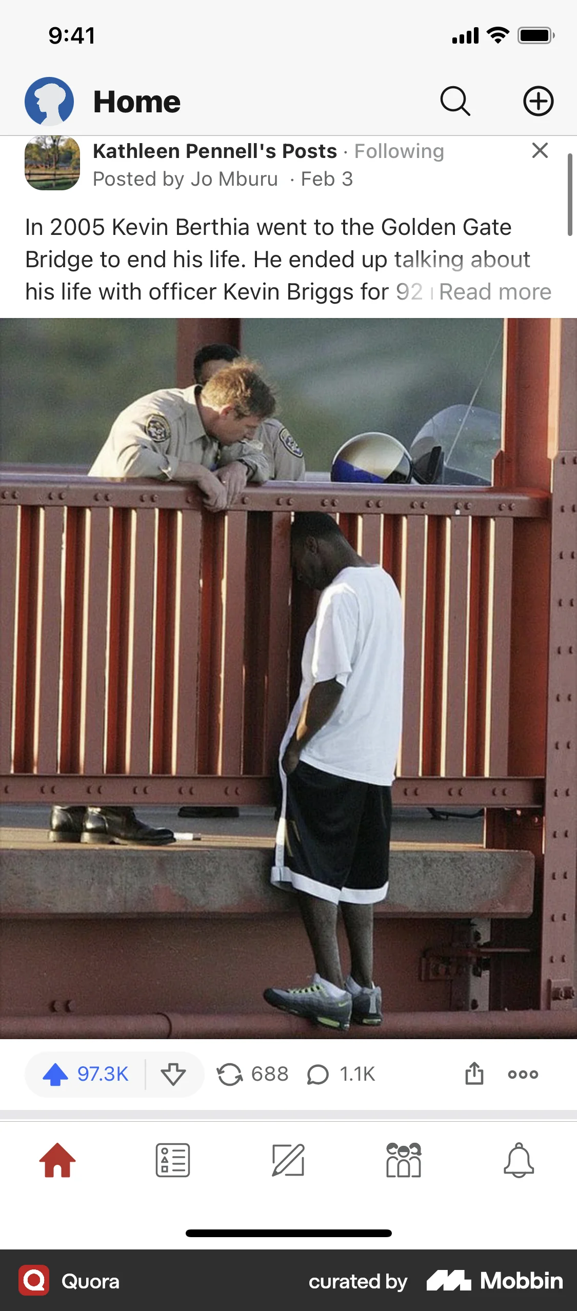 Quora iOS Social Feed screen