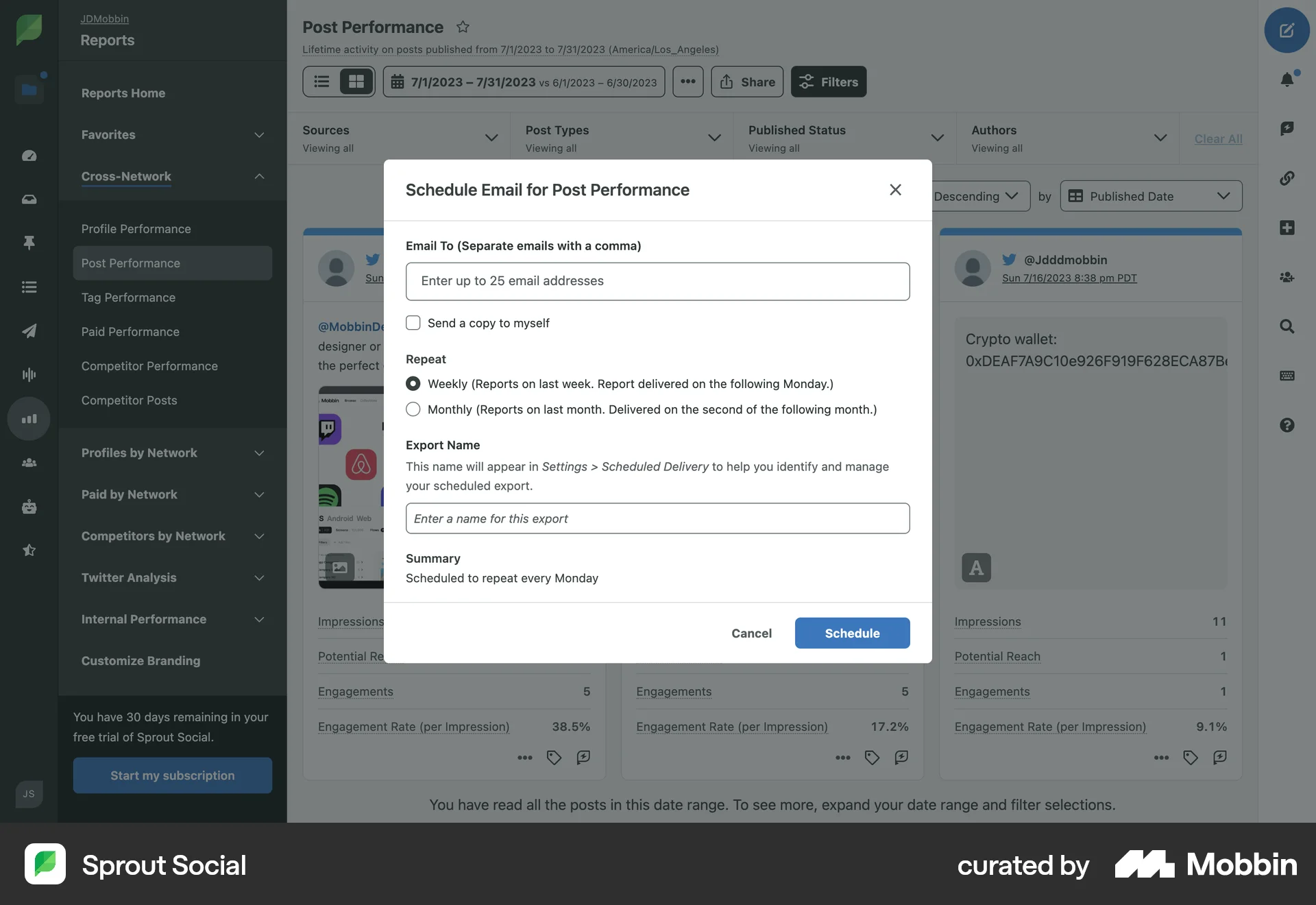 Sprout Social Web Schedule screen