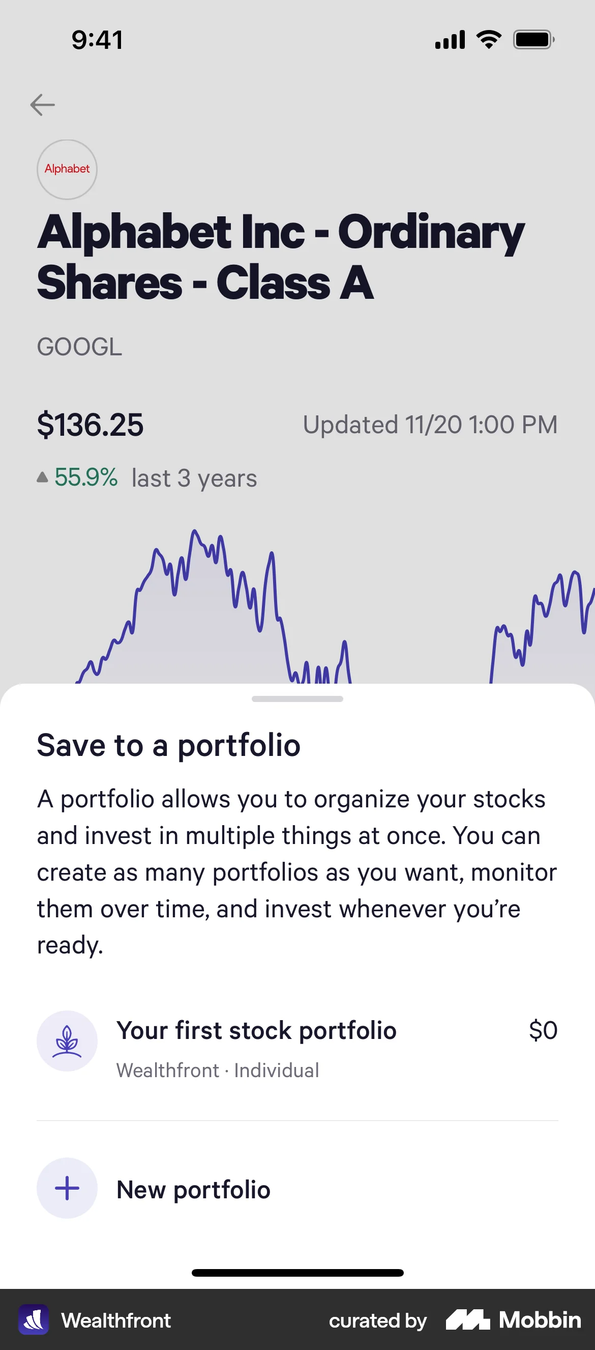 Wealthfront iOS Save screen