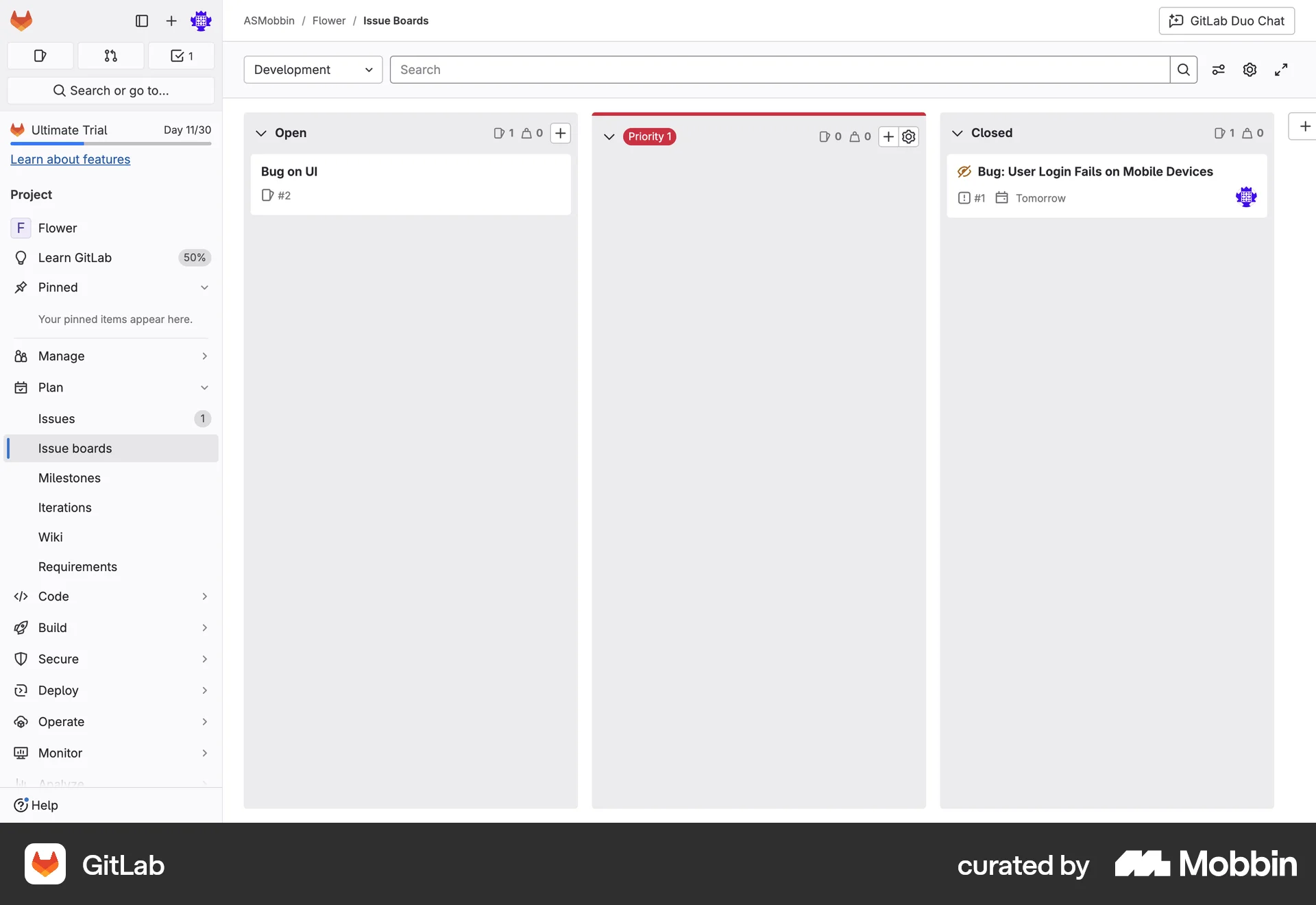 GitLab Web Kanban Board screen