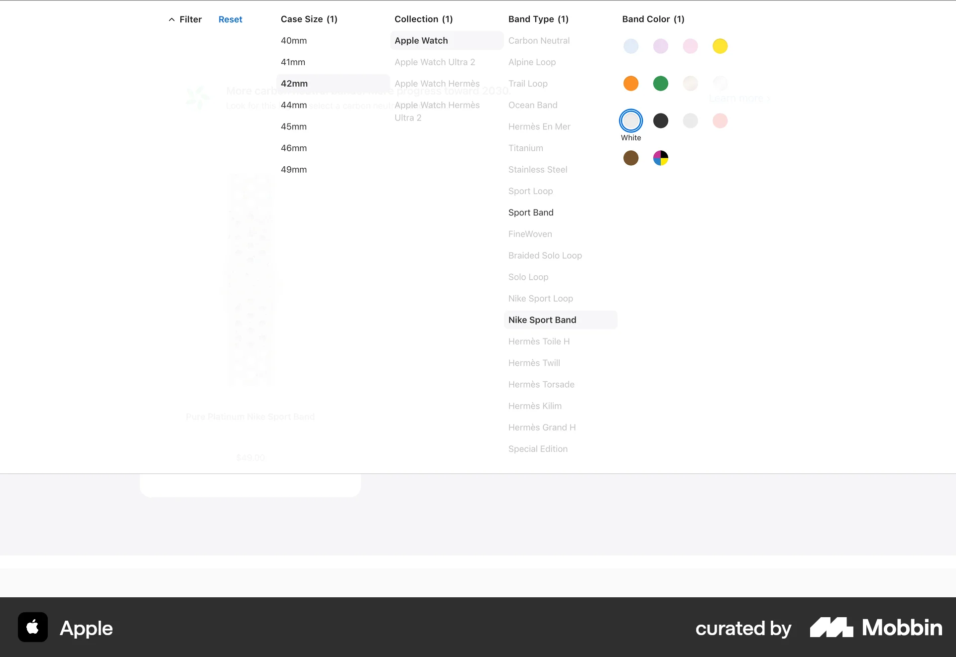 Apple Web screen containing Tile UI element