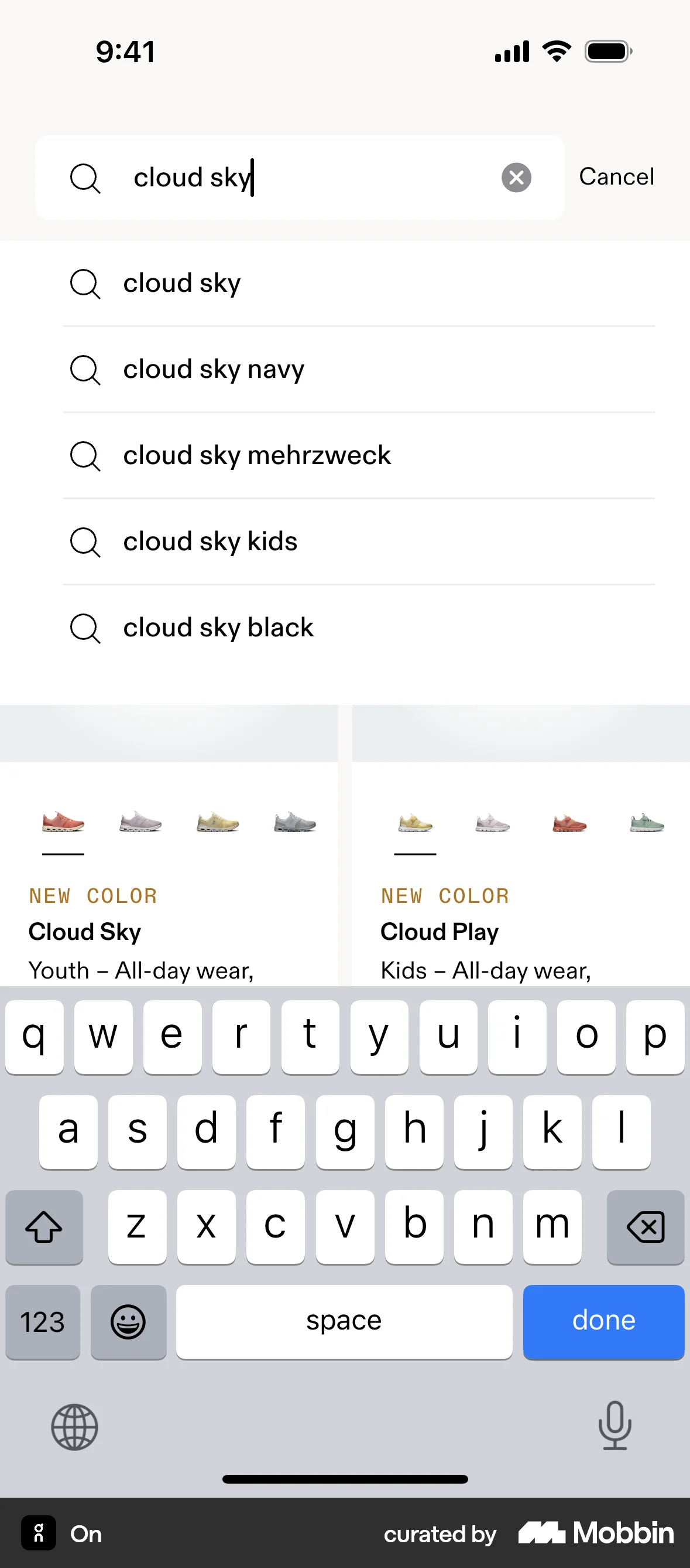 On iOS Search screen