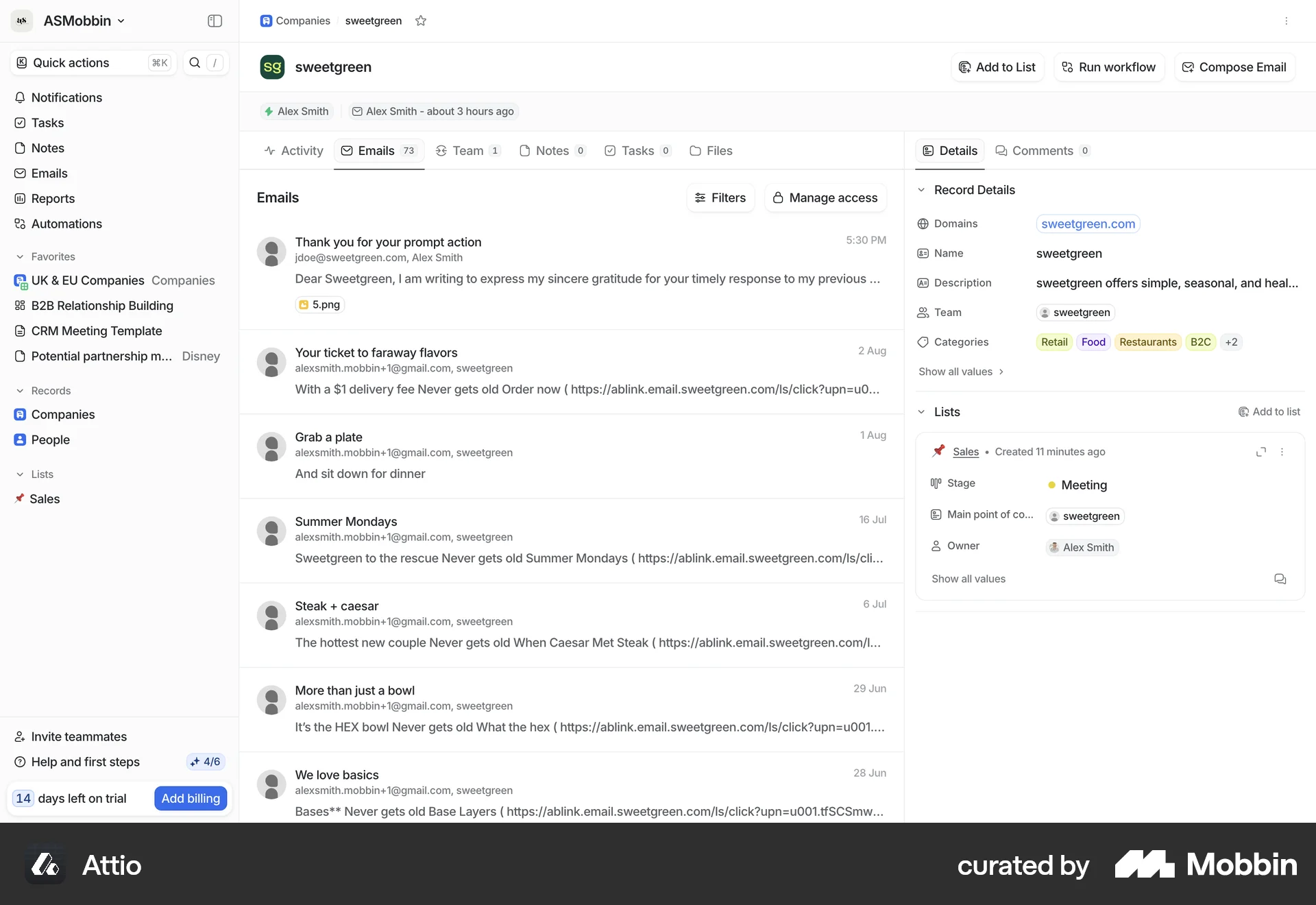 Attio Web CRM App screen