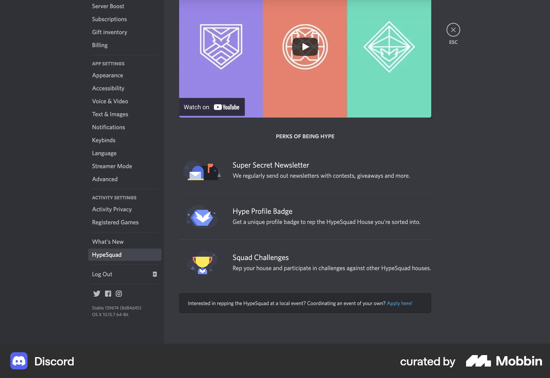 Discord Web Misc screen