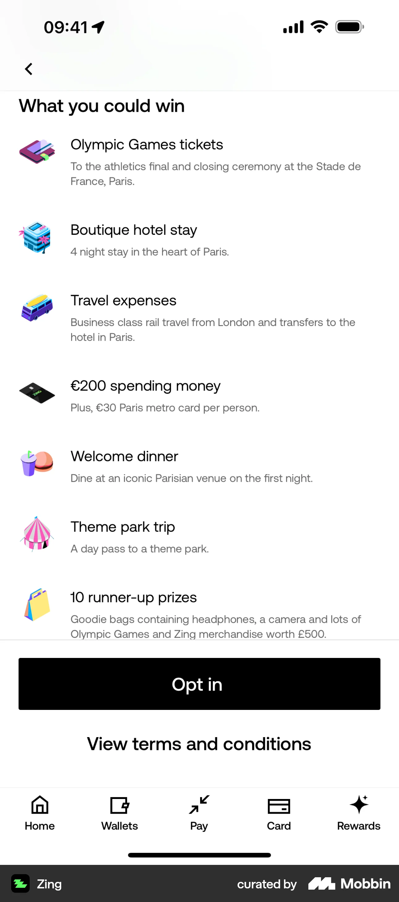 Zing iOS screen containing Icon UI element