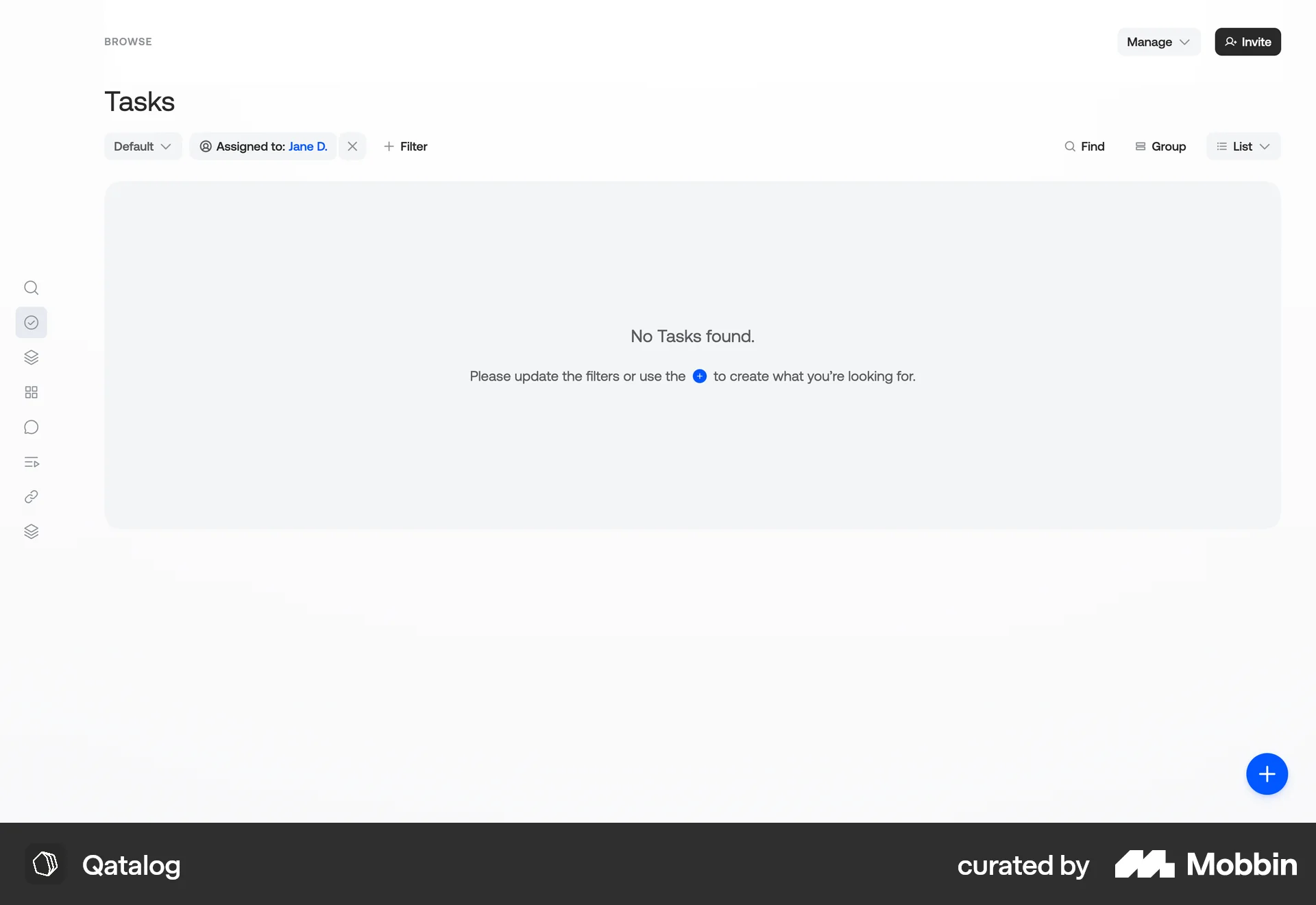 Qatalog Web Goal & Task screen