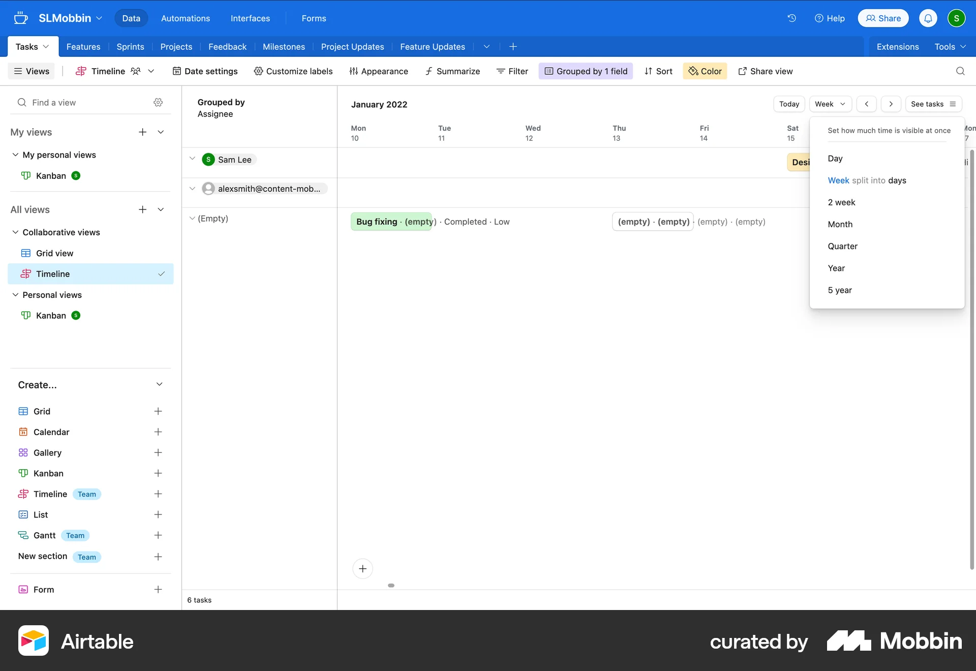 Airtable Web Time Tracker screen
