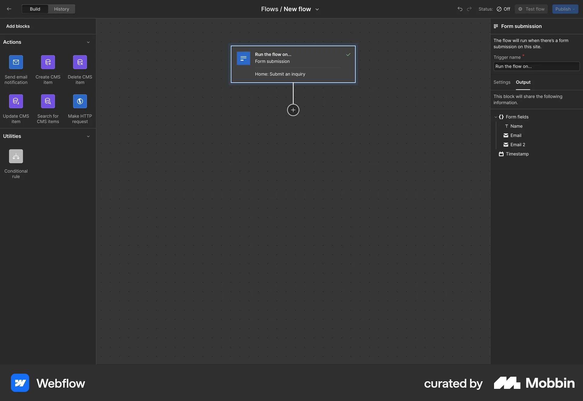 Webflow Web Canvas screen