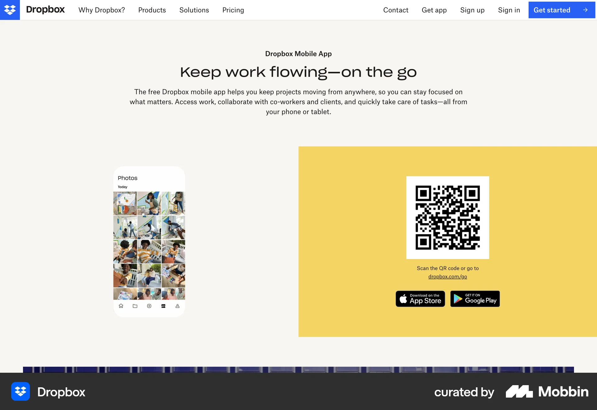Dropbox Web QR Code screen