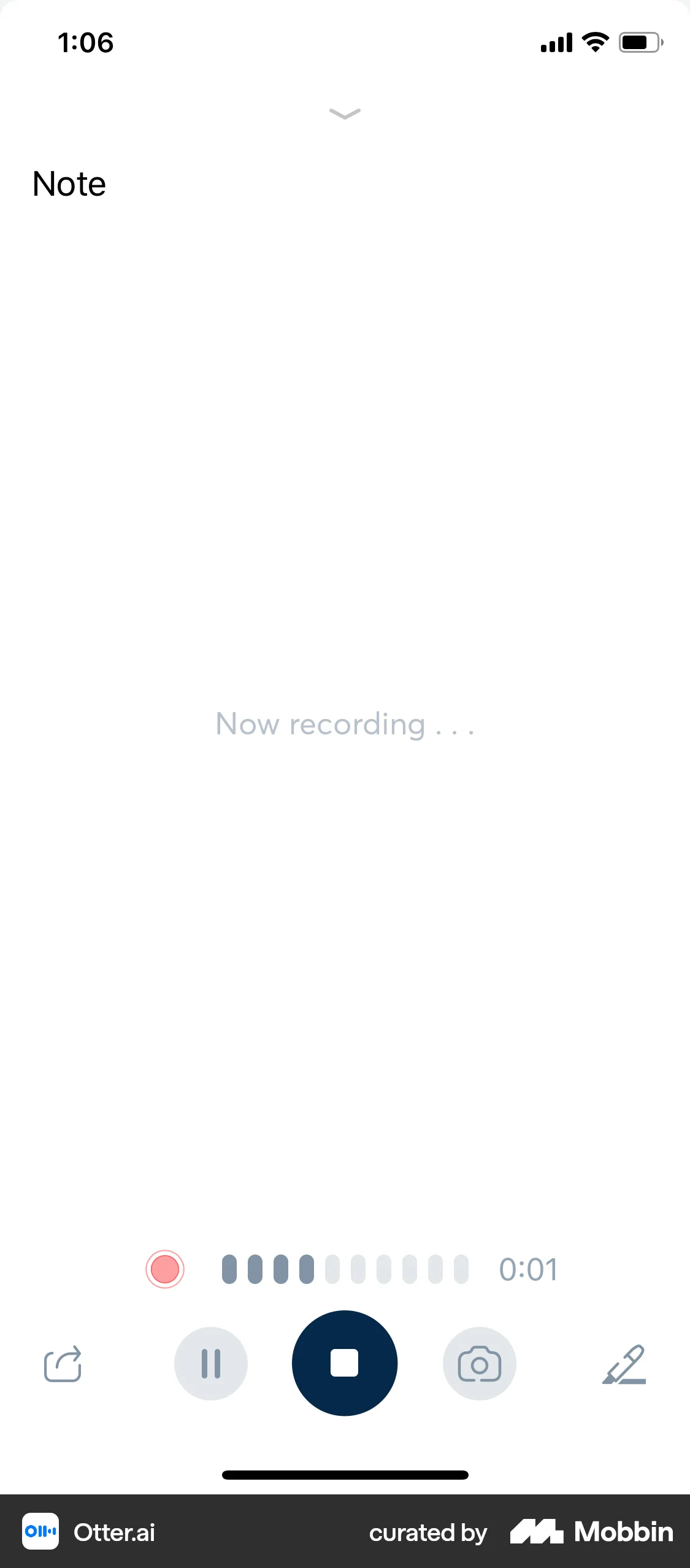 Otter.ai iOS Audio & Video Recorder screen