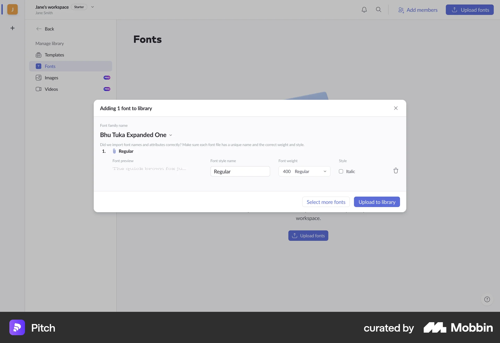 Pitch Web Upload & Download screen