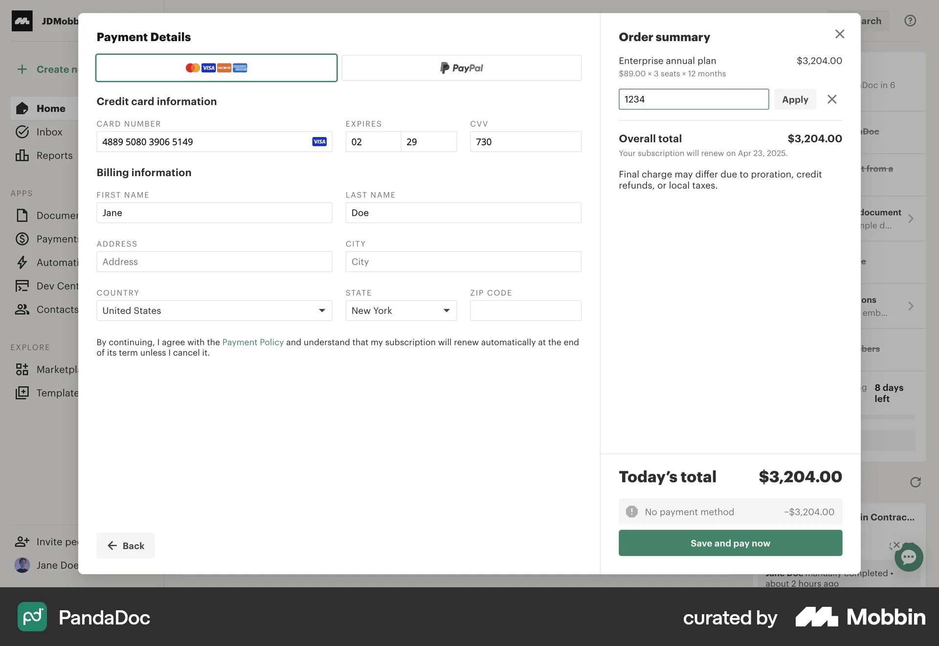 PandaDoc Web Promotions & Rewards screen