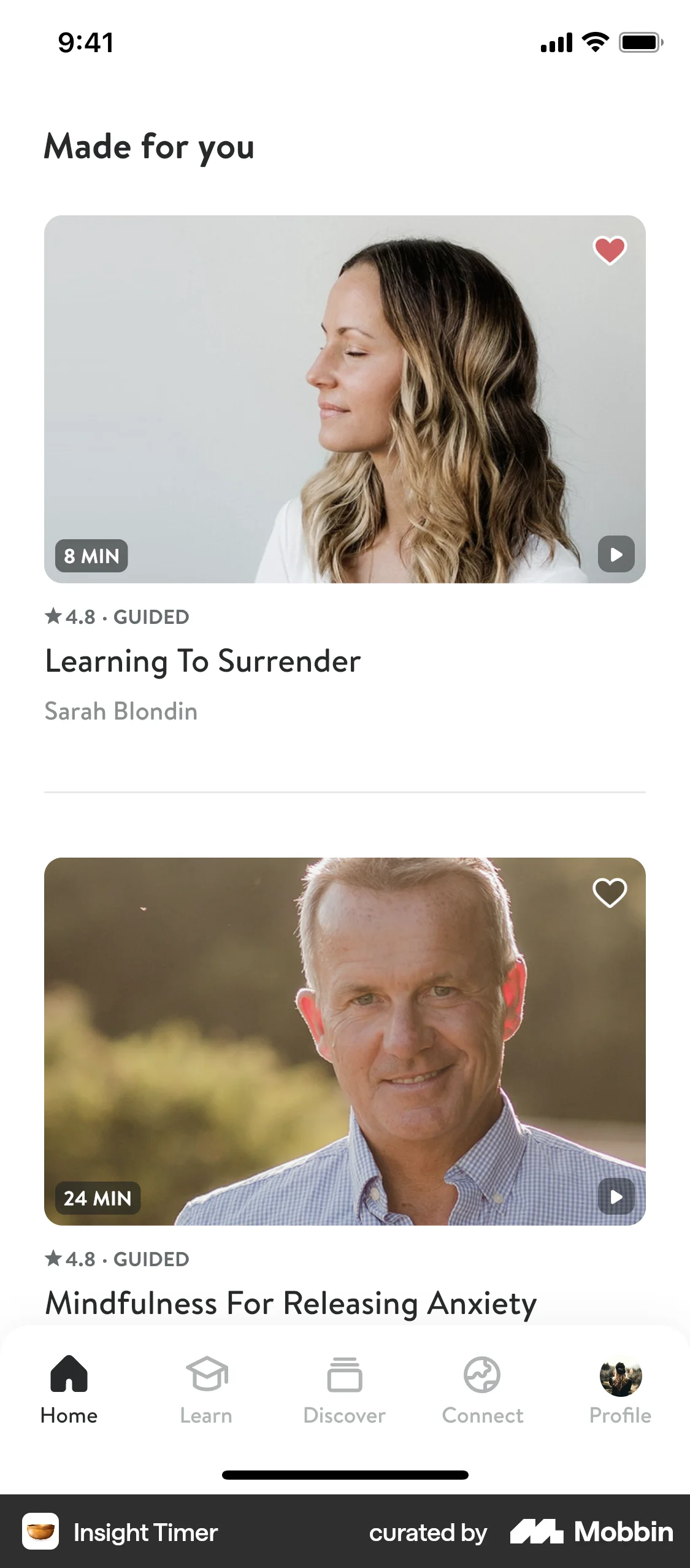 Insight Timer iOS Like & Upvote screen
