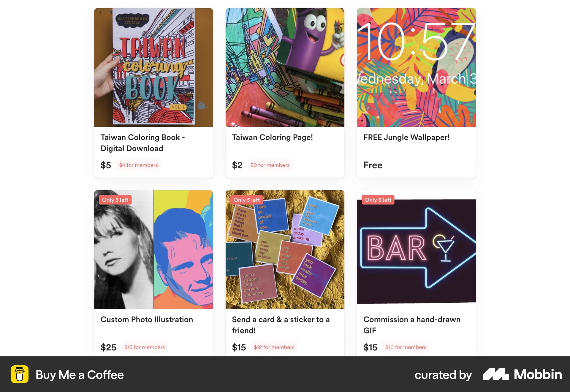 Buy Me a Coffee Web Shop & Storefront screen