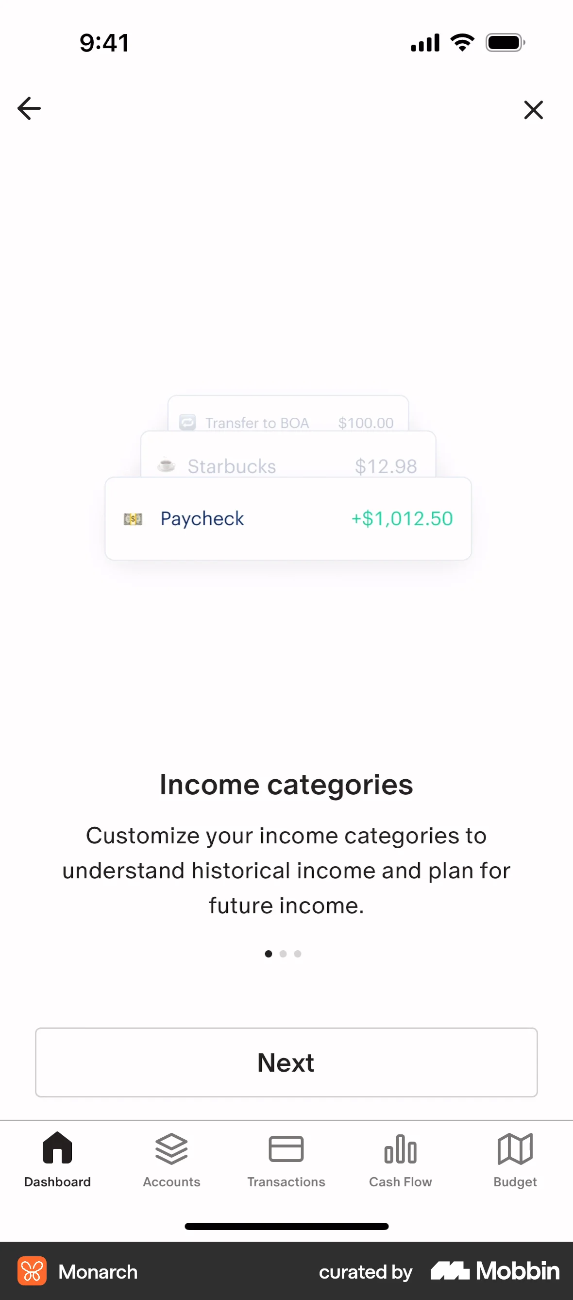 Monarch iOS Feature Info screen
