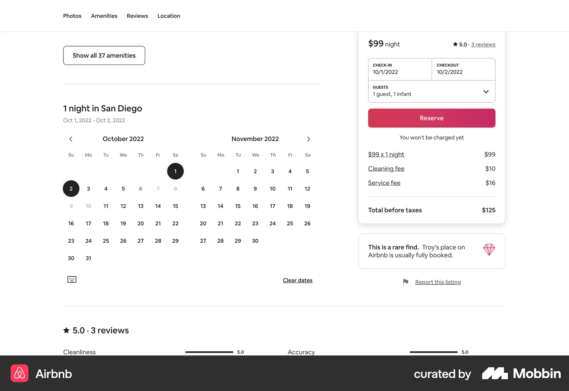 Airbnb Web Product Detail screen
