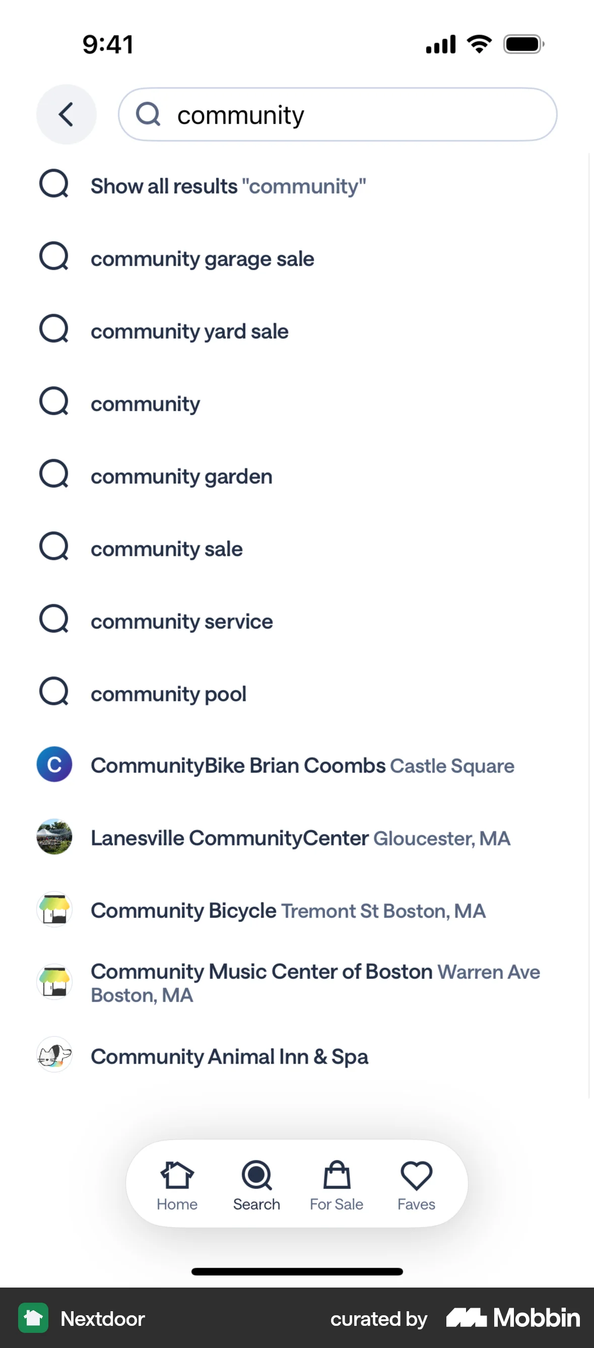 Nextdoor iOS Search screen