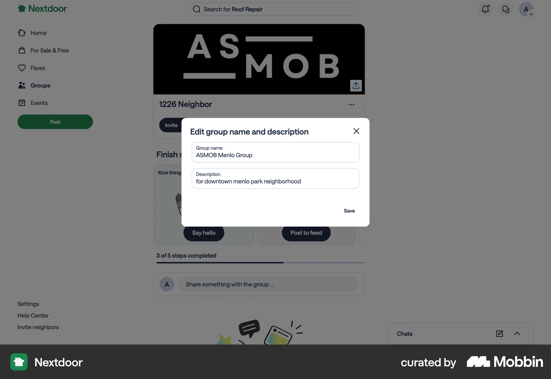 Nextdoor Web Edit screen