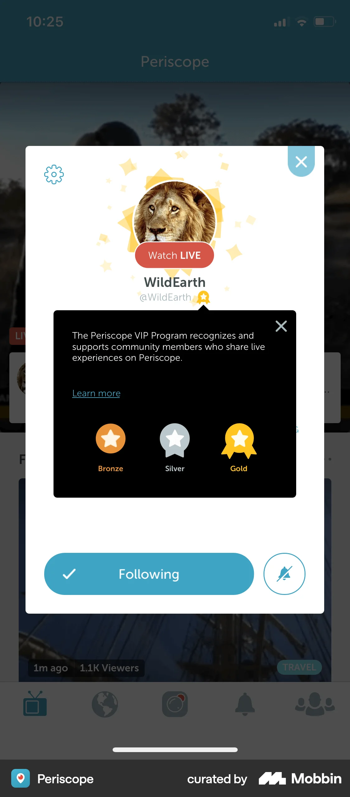 Periscope iOS My Account & Profile screen