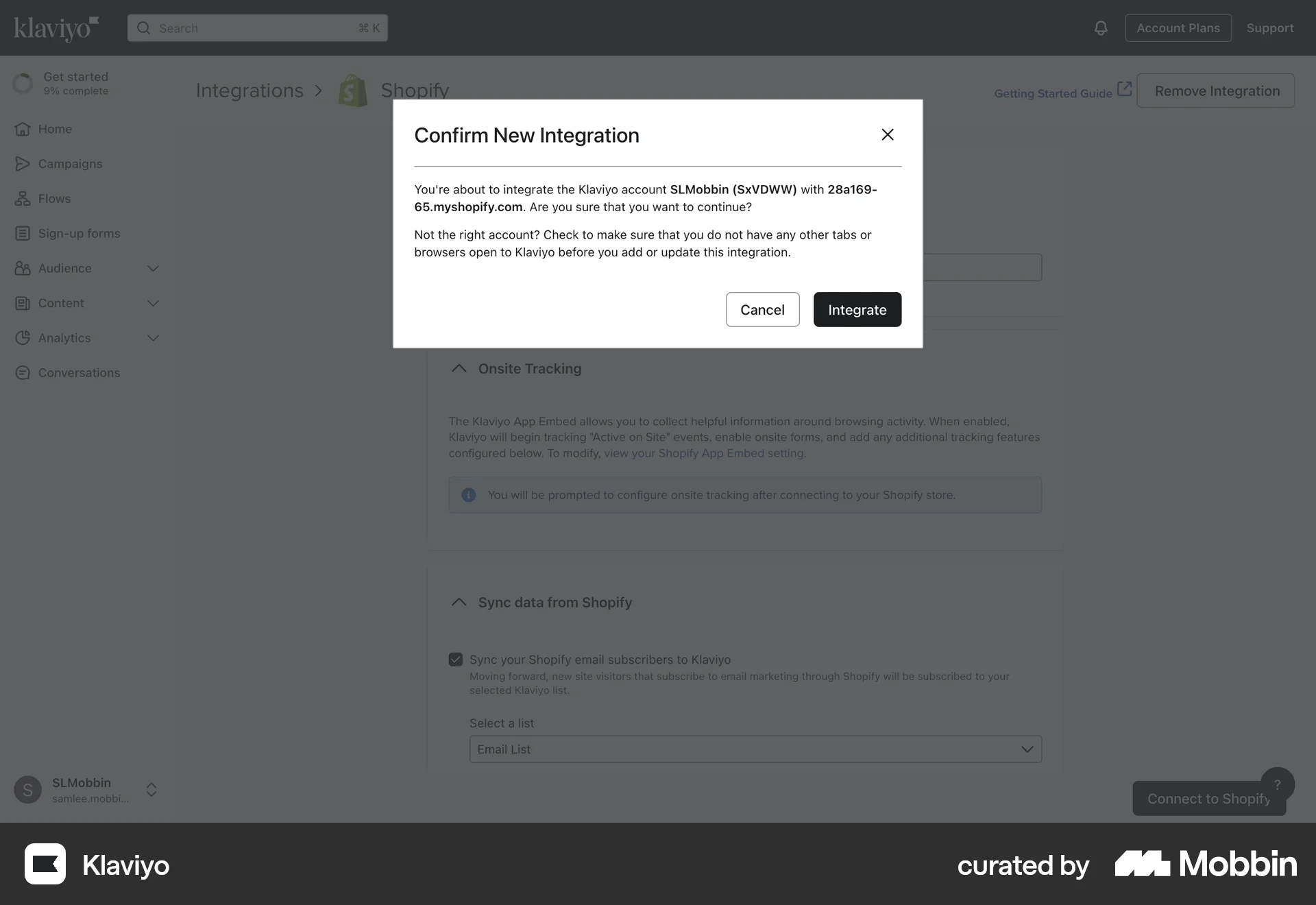 Klaviyo Web Confirmation screen