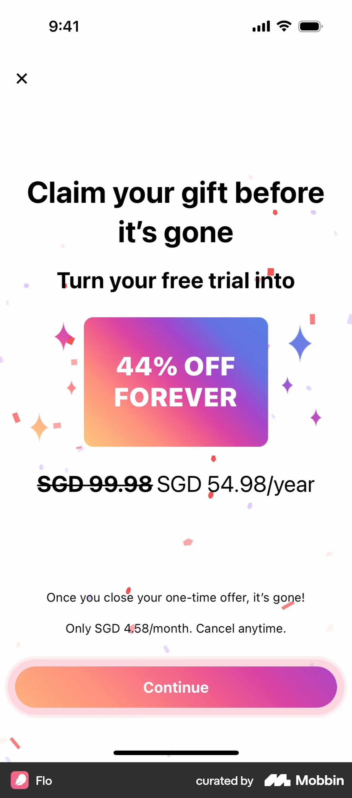 Flo iOS Confetti screen