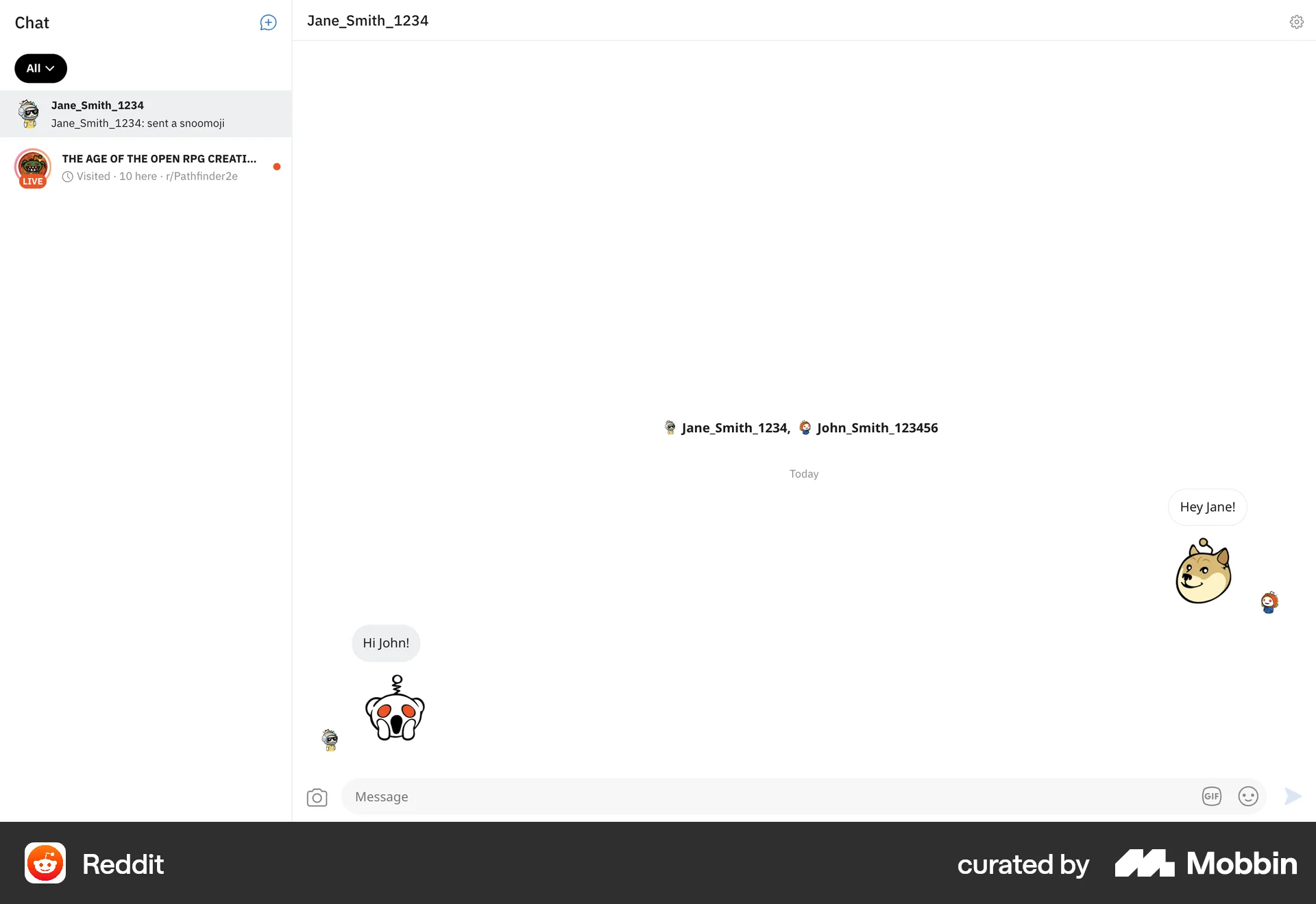 Reddit Web Chat Detail screen