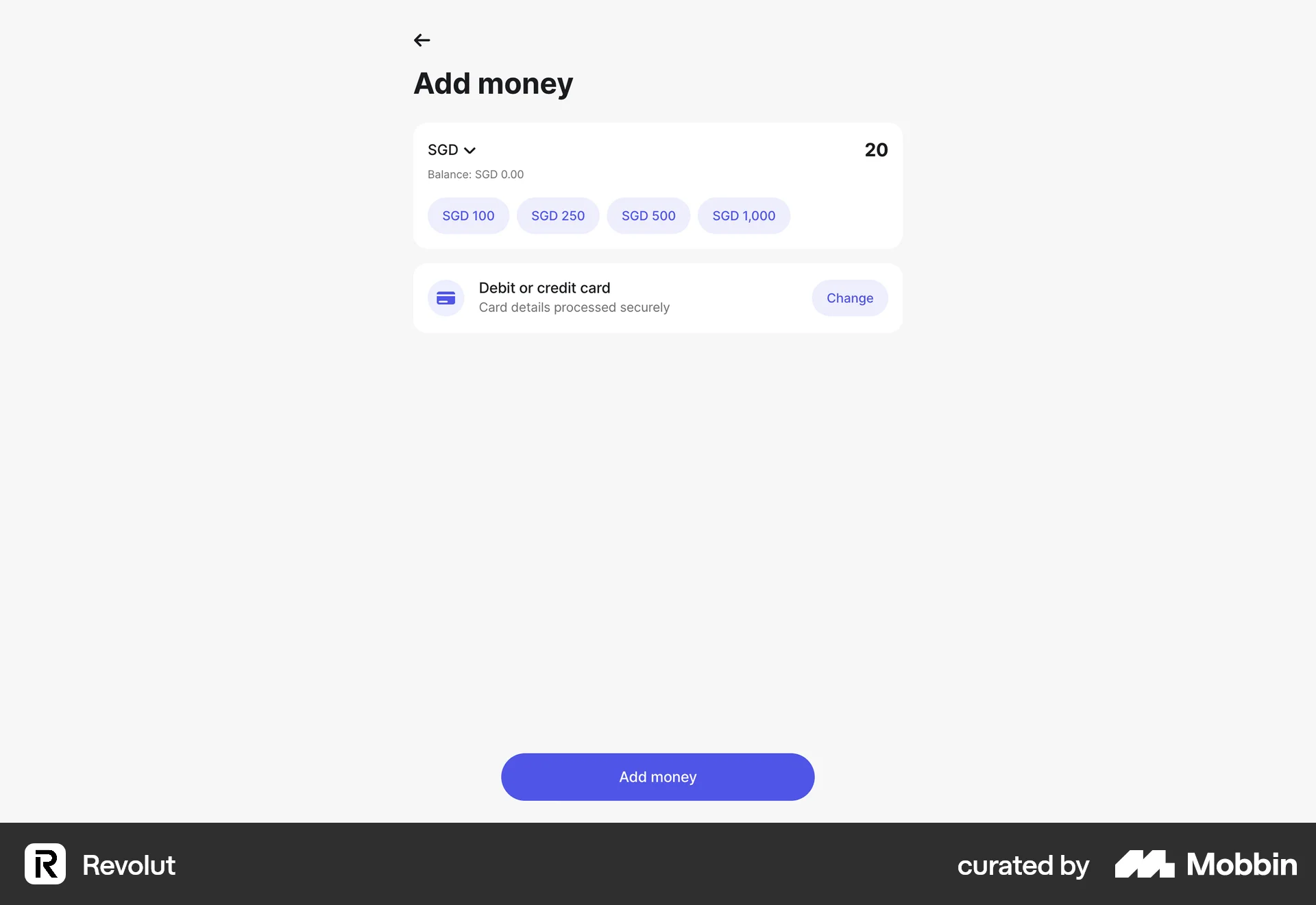 Revolut Web Transfer & Send Money screen