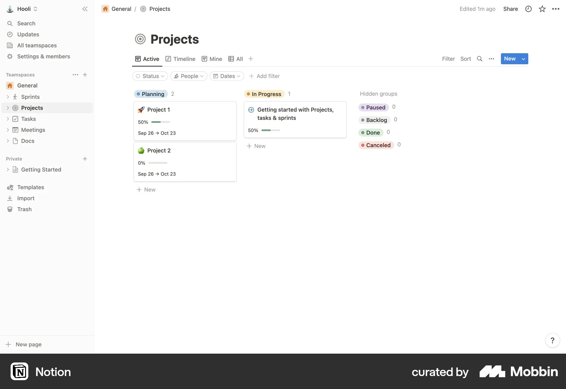 Notion Web Kanban Board screen
