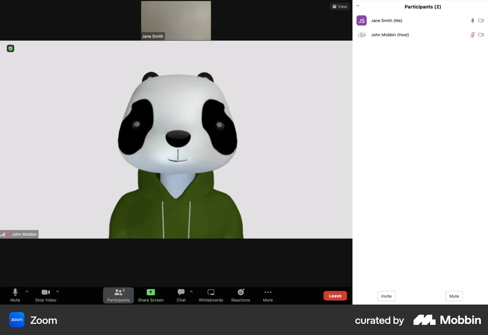 Zoom Web Call screen