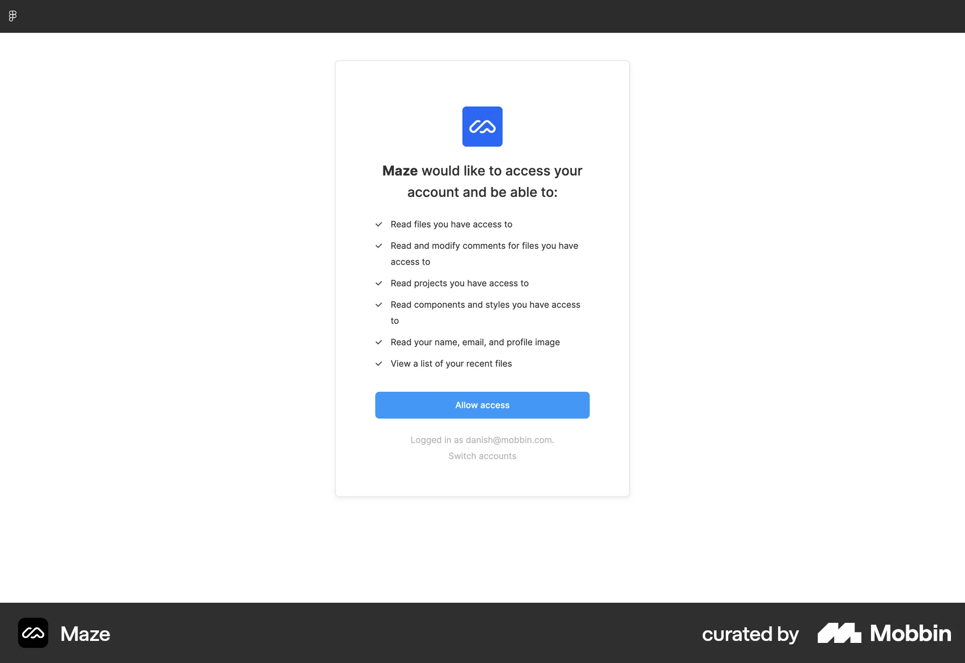 Maze Web Permission screen