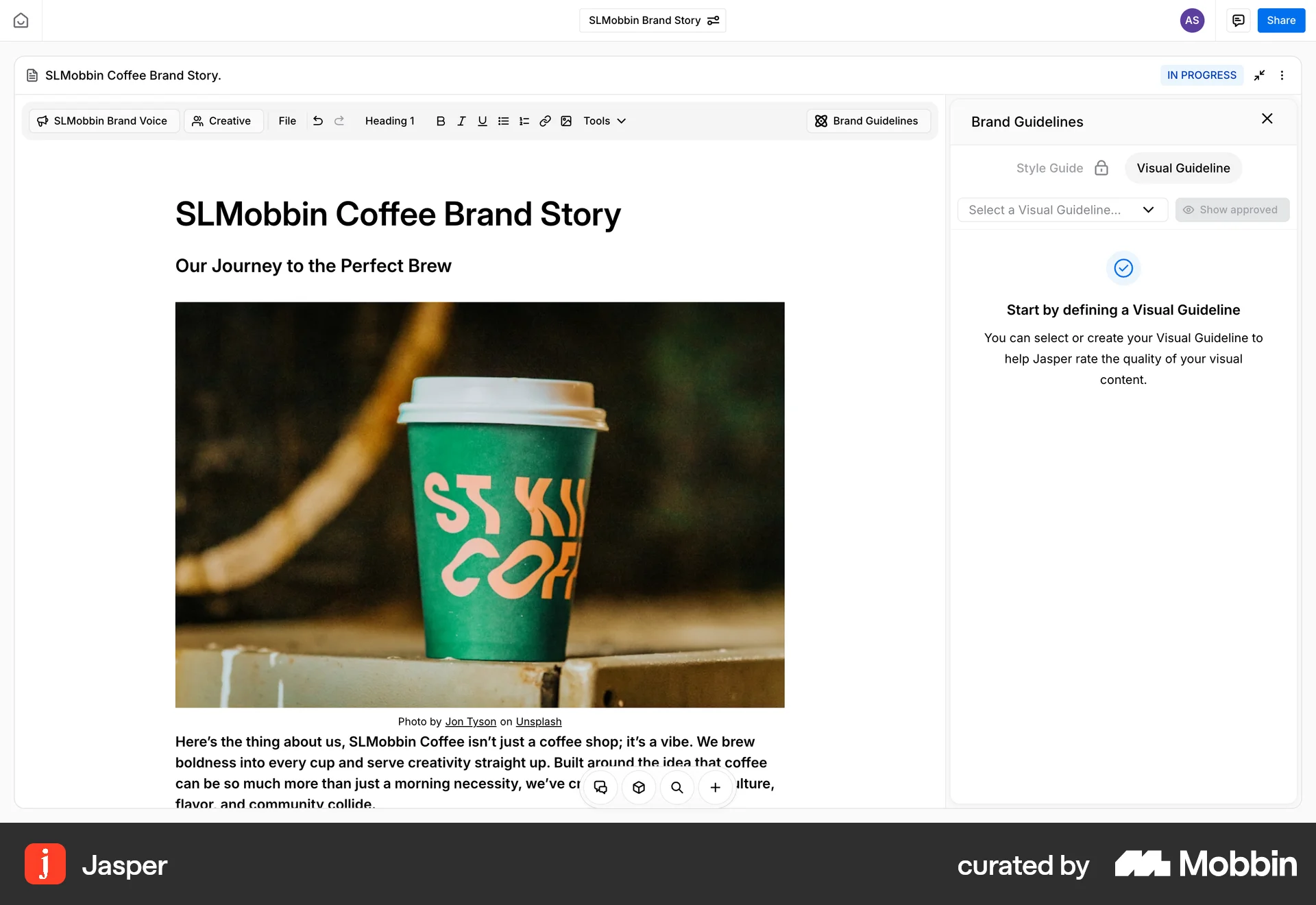 Jasper Web Empty State screen