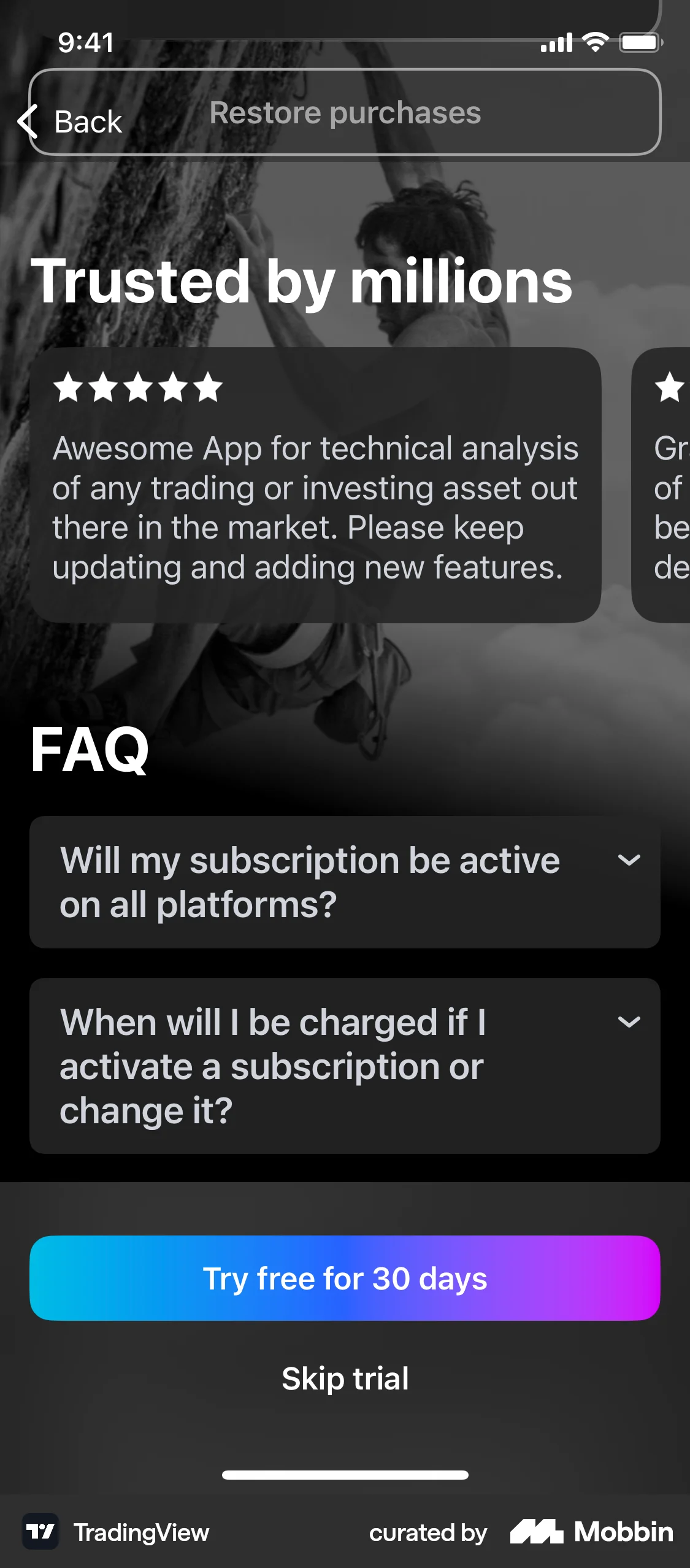 TradingView iOS Reviews & Ratings screen