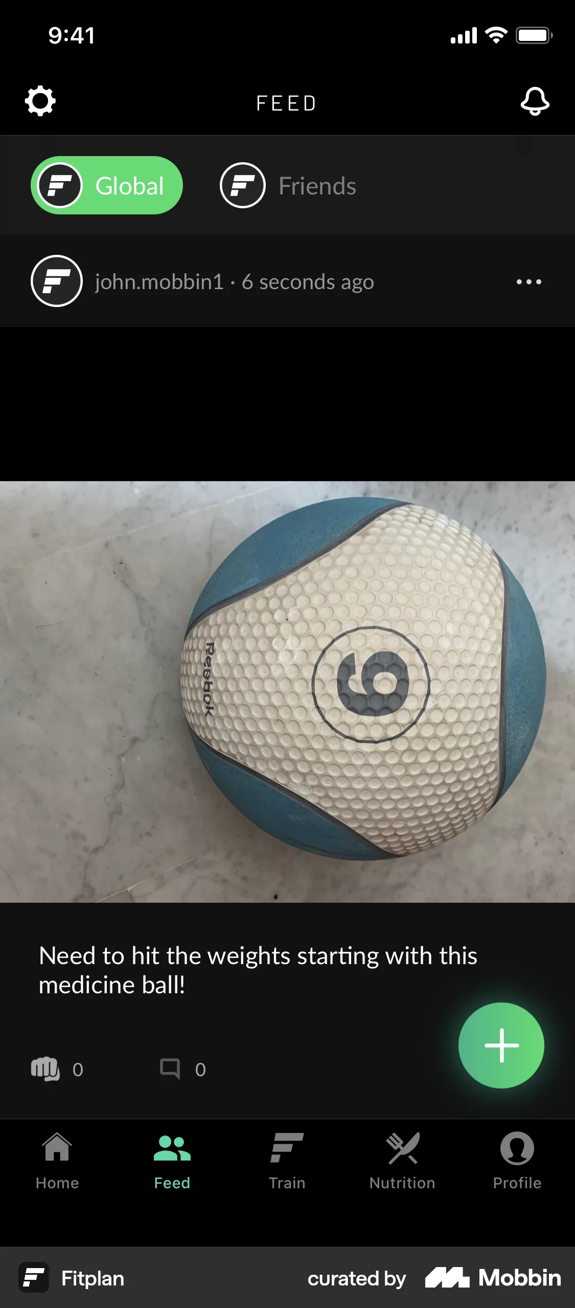 Fitplan iOS Social Feed screen