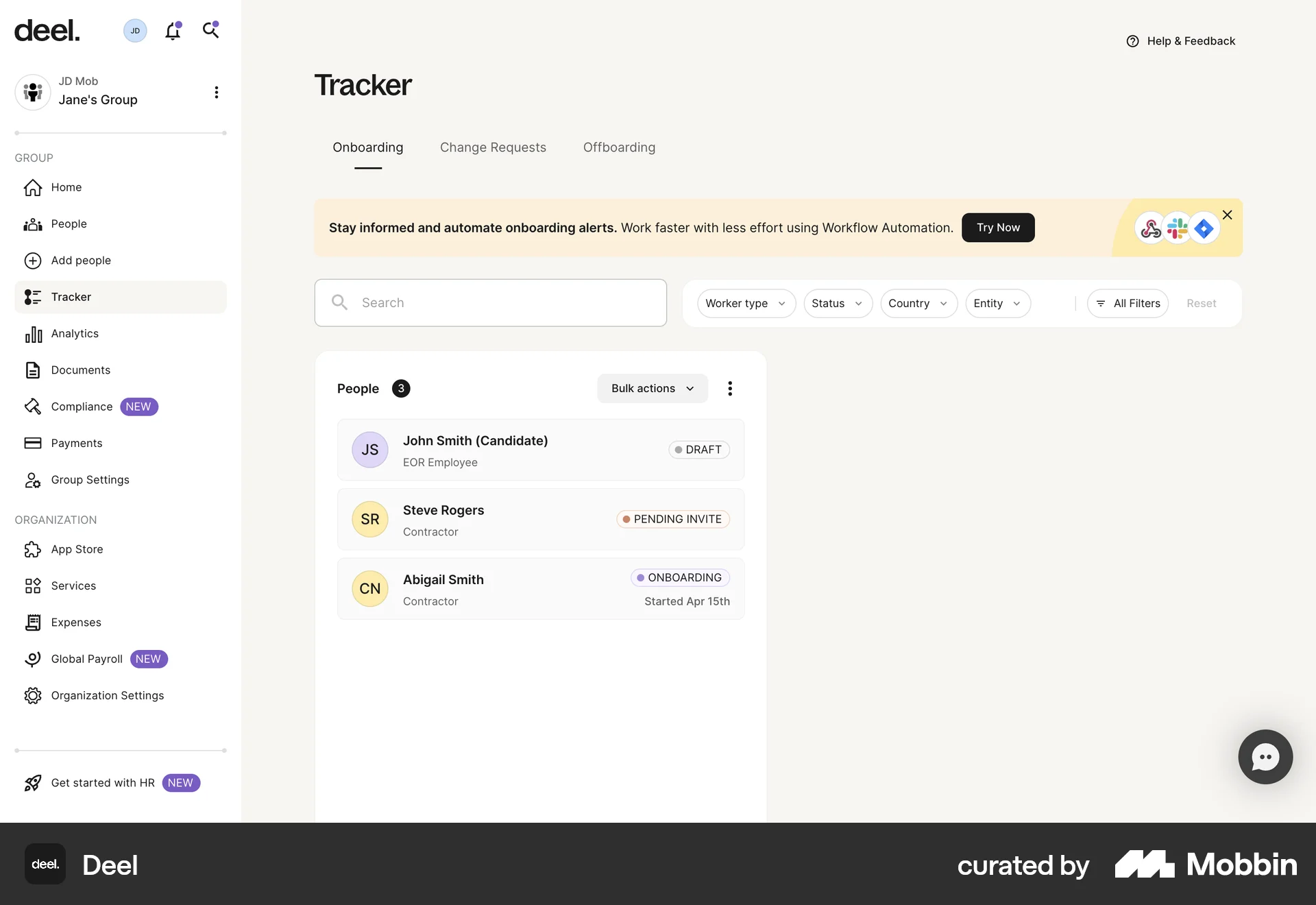 Deel Web Misc screen