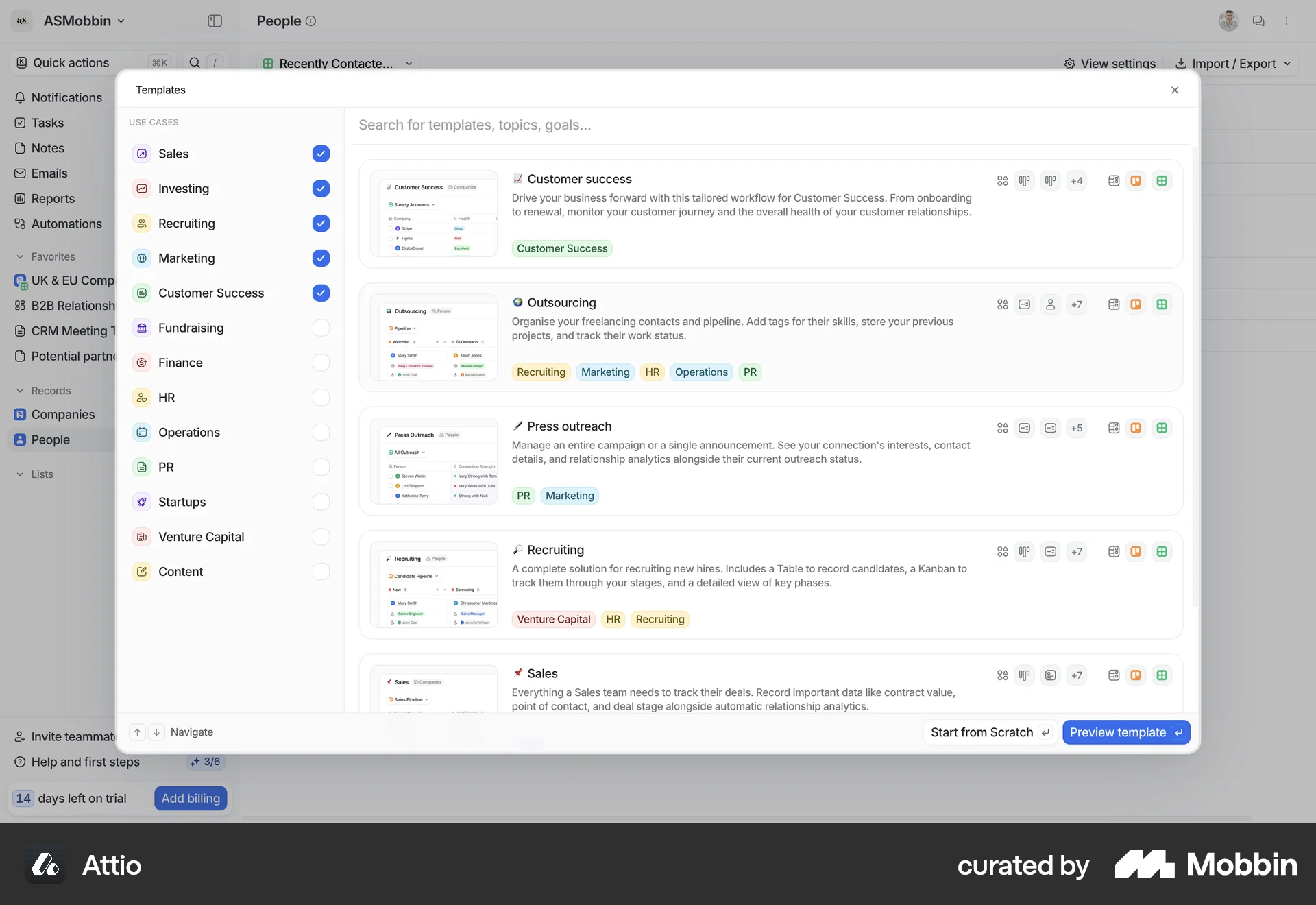 Attio Web CRM App screen