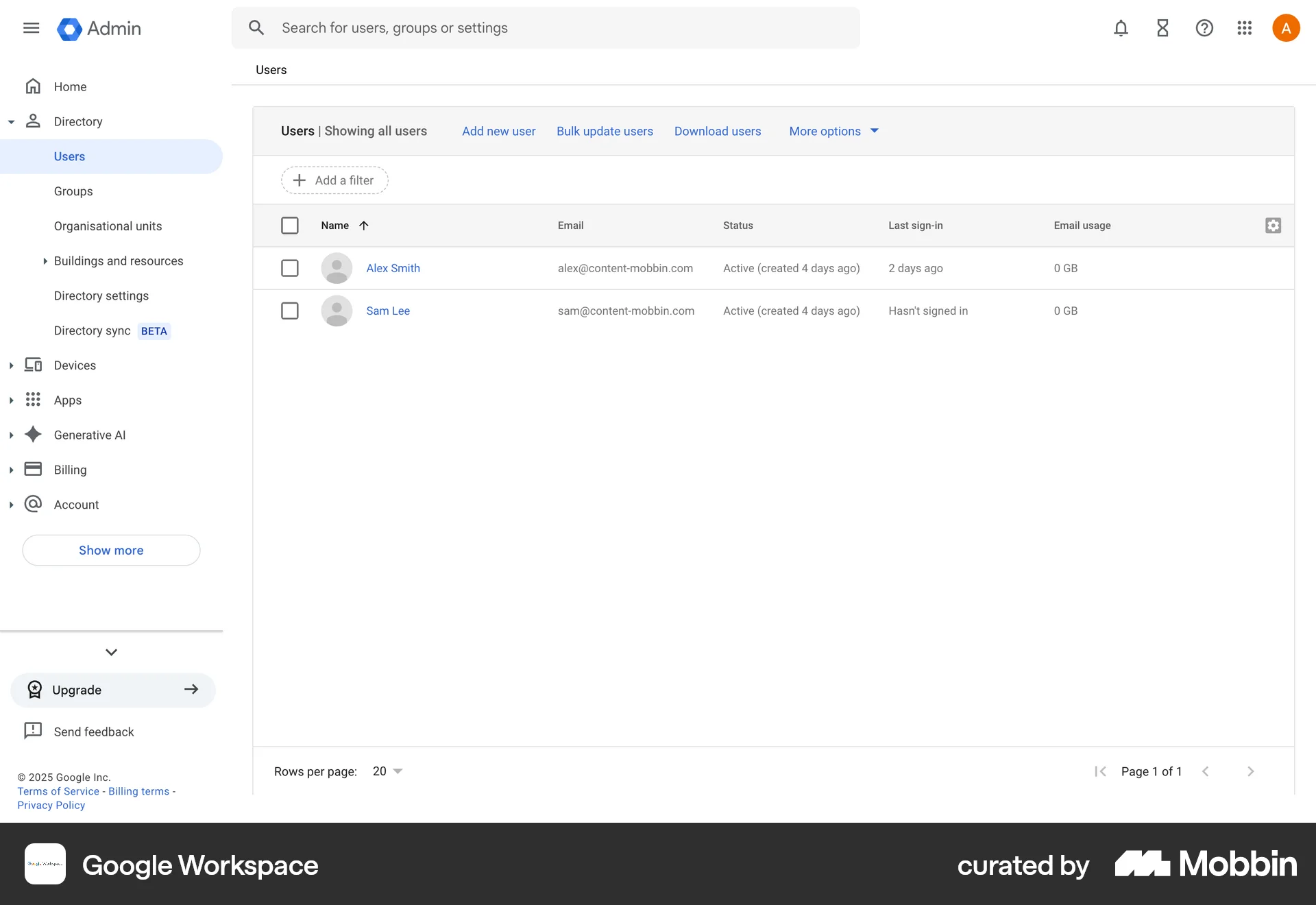 Google Workspace Web screen containing Button UI element