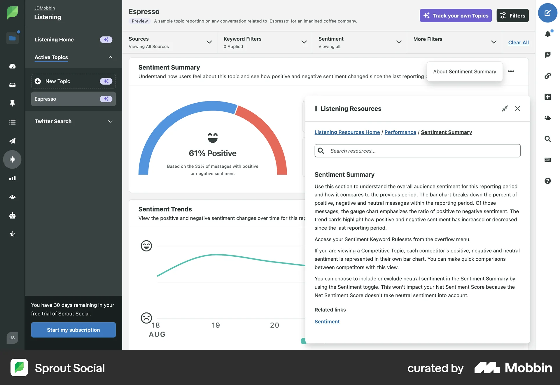 Sprout Social Web Help & Support screen