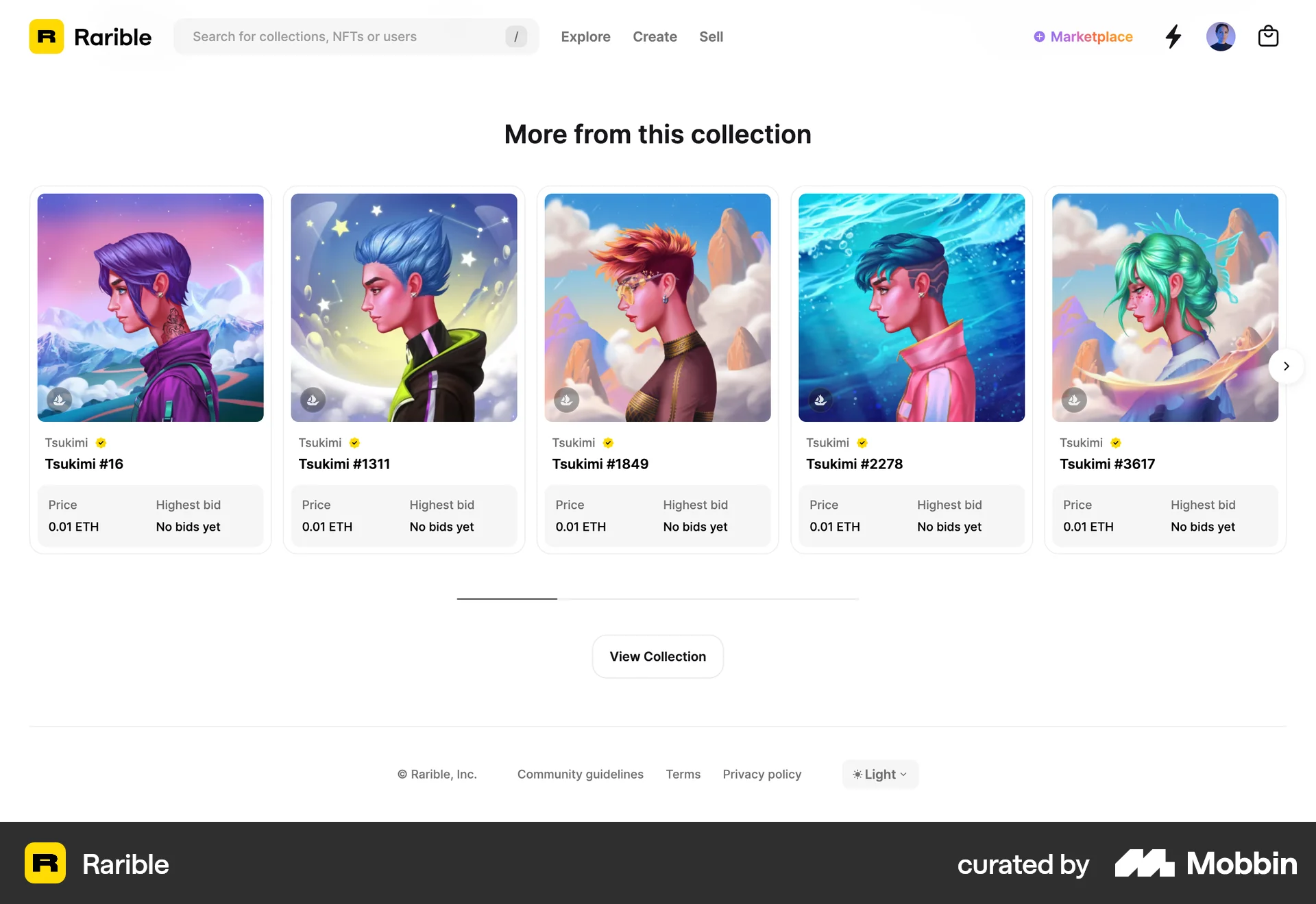 Rarible Web Suggestions & Similar Items screen