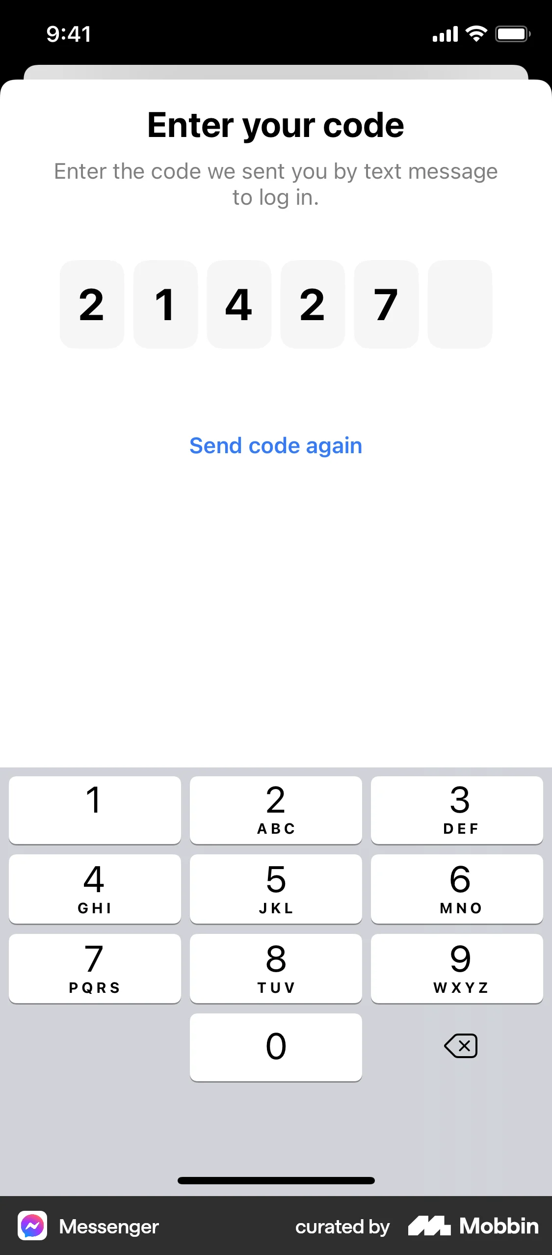 Messenger Switching account screen