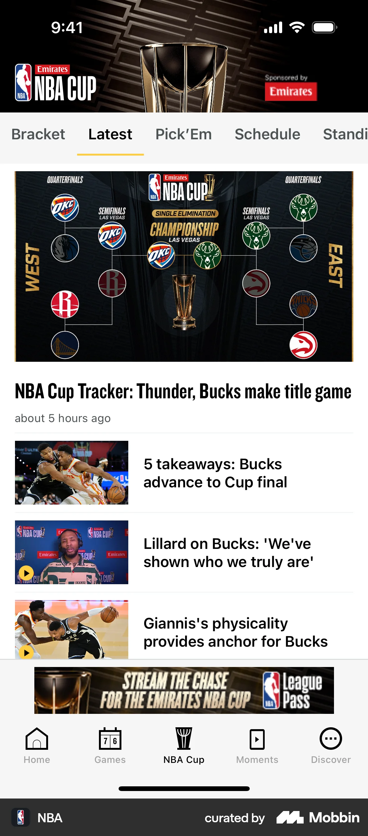 NBA iOS News Feed screen